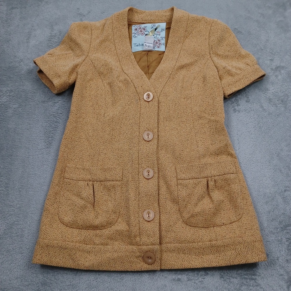 Tabitha Blazer Womens 6 Brown Wool Blend Preppy Pockets Button Professional